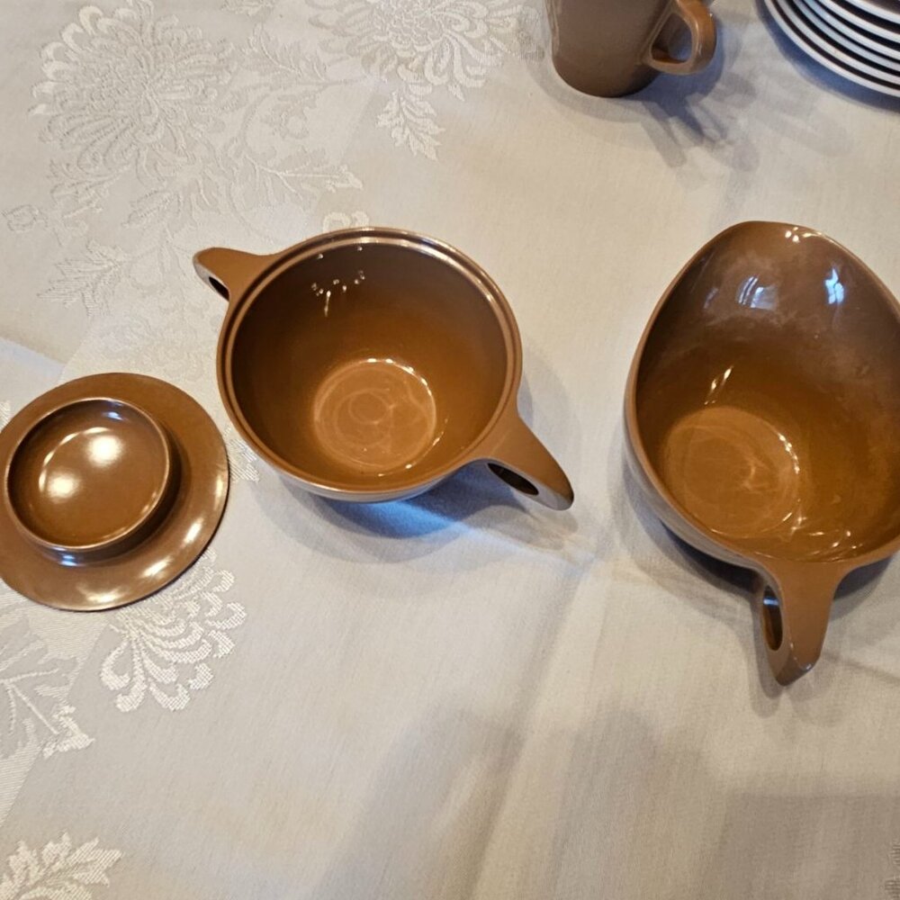 Vintage Melmac Creamer and Sugar Bowl With Lid by Maplex Toronto Canada Melamine